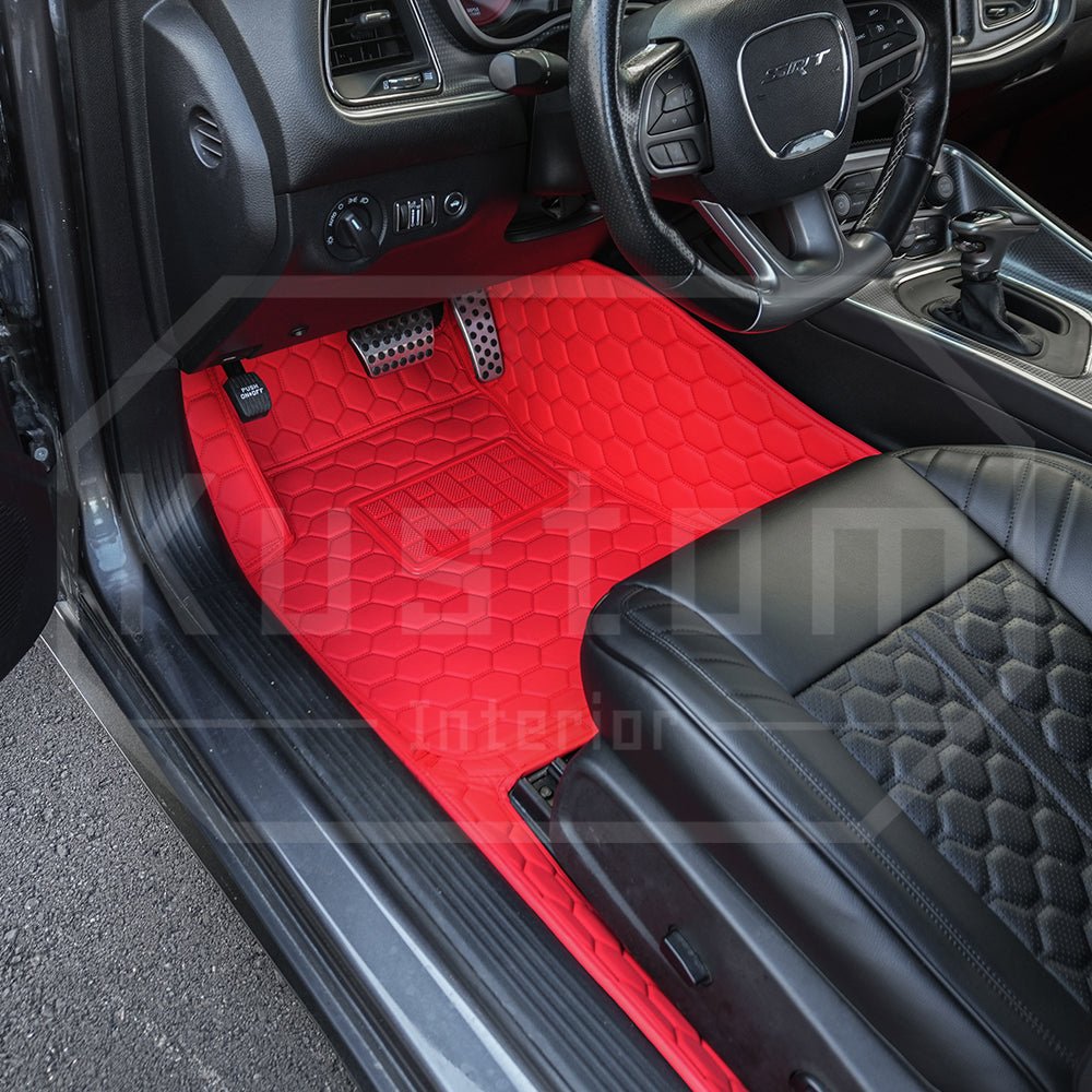 2015 - 2025 Dodge Challenger Honeycomb Leather Floor Mat